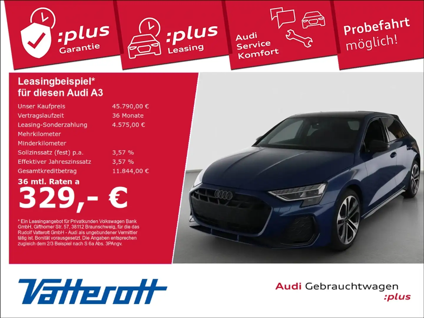 Audi A3 Sportback 35 TDI S line HUD AHK Pano Carbon Blau - 1