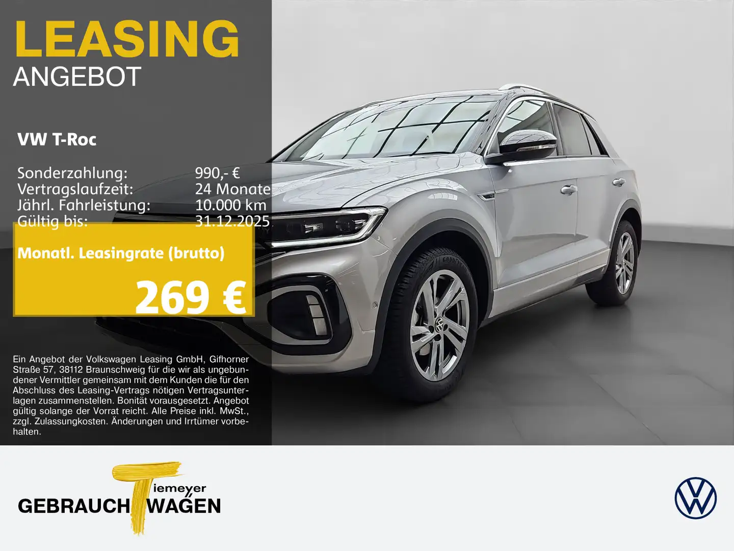 Volkswagen T-Roc 1.5 TSI DSG R-LINE KAMERA AHK NAVI PRIVACY Argent - 1