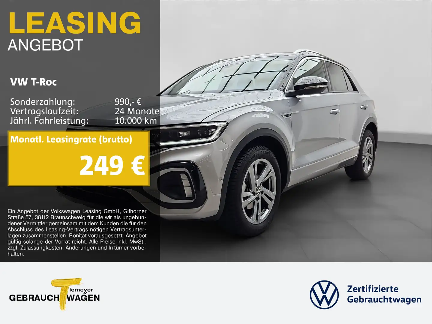 Volkswagen T-Roc 1.5 TSI DSG R-LINE KAMERA AHK NAVI PRIVACY Silber - 1