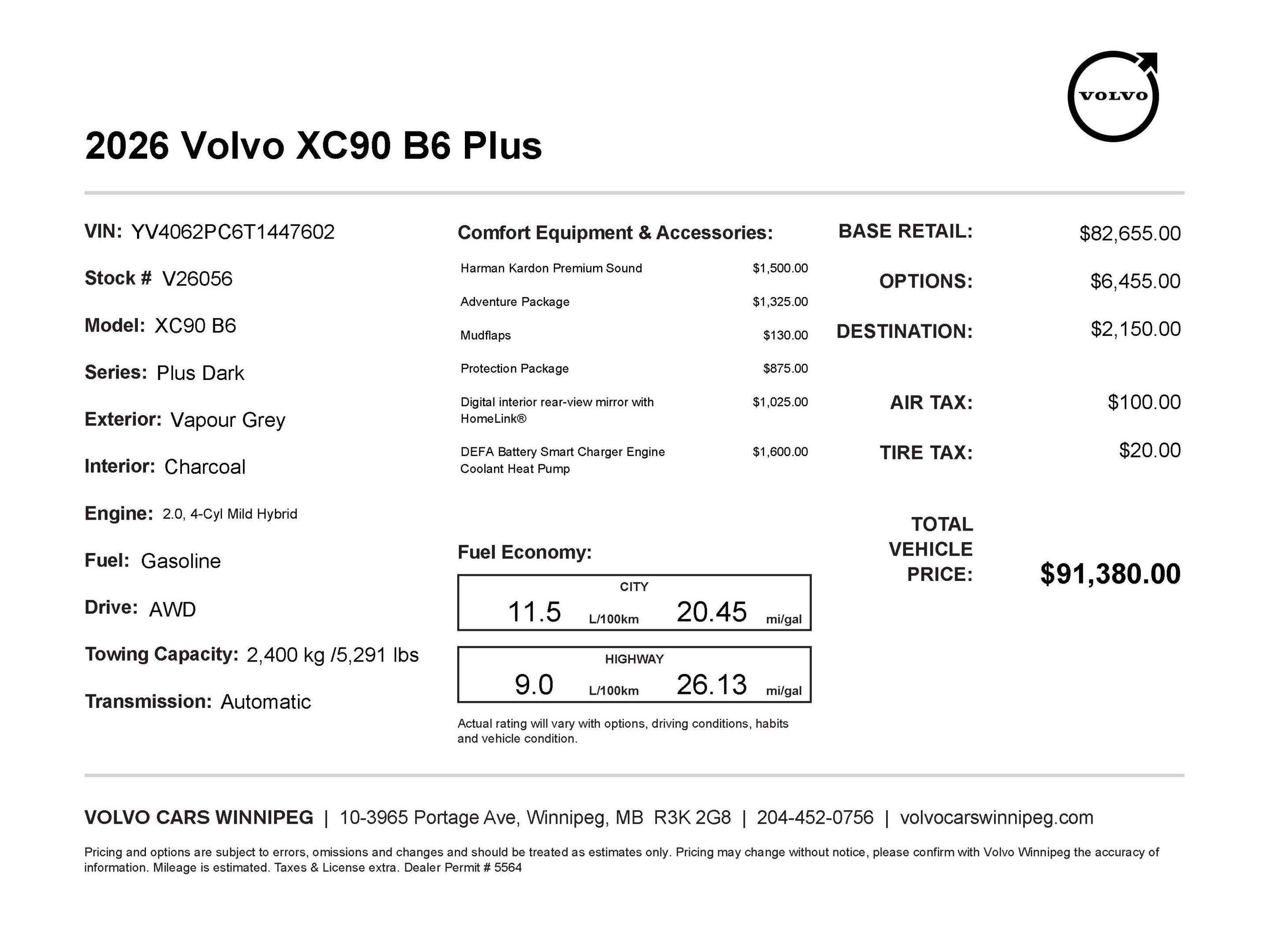 2026 Volvo XC90 Plus Dark Theme FEATURED VEHICLE - SAVE $3,500! alt 2