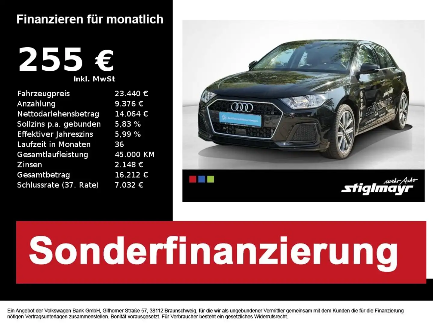Audi A1 Sportback advanced 35 TFSI S-tronic APPs+PDC Noir - 1