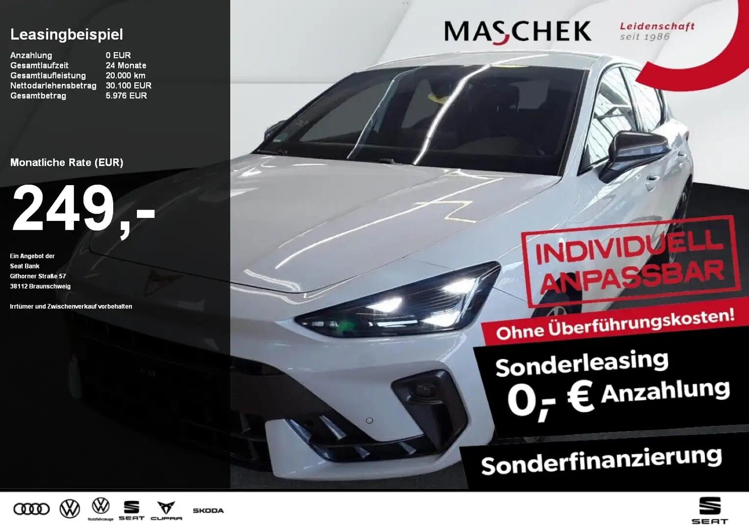 CUPRA Leon 2.0 TDI DSG Sonderleasing! Navi Sitzh. ACC AUT LED Weiß - 1