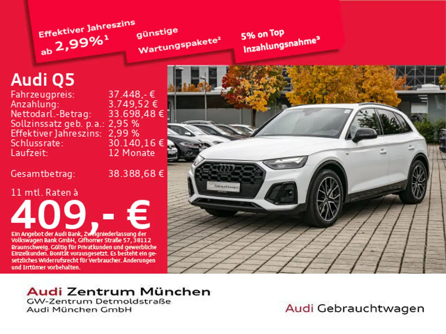 Audi Q5 50 TFSI e qu. S tronic S line Luftfed/Pano Weiß - 1