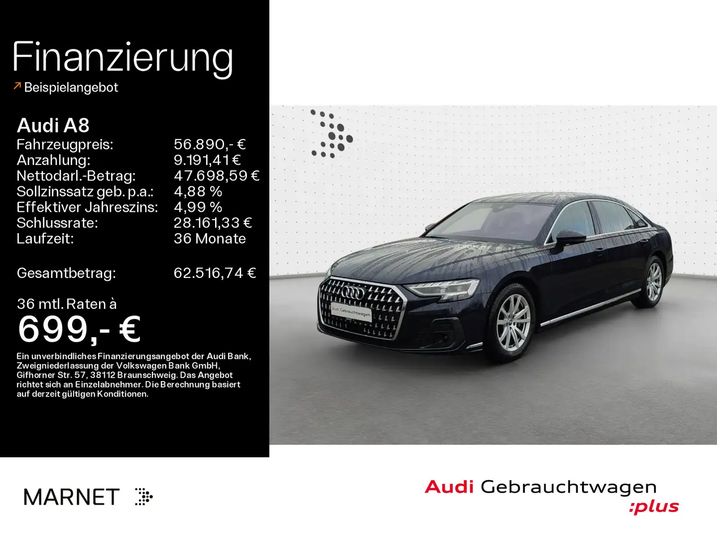Audi A8 Lang 50 TDI quattro*Navi*Matrix*Alu*HUD*DVD*P Blau - 1