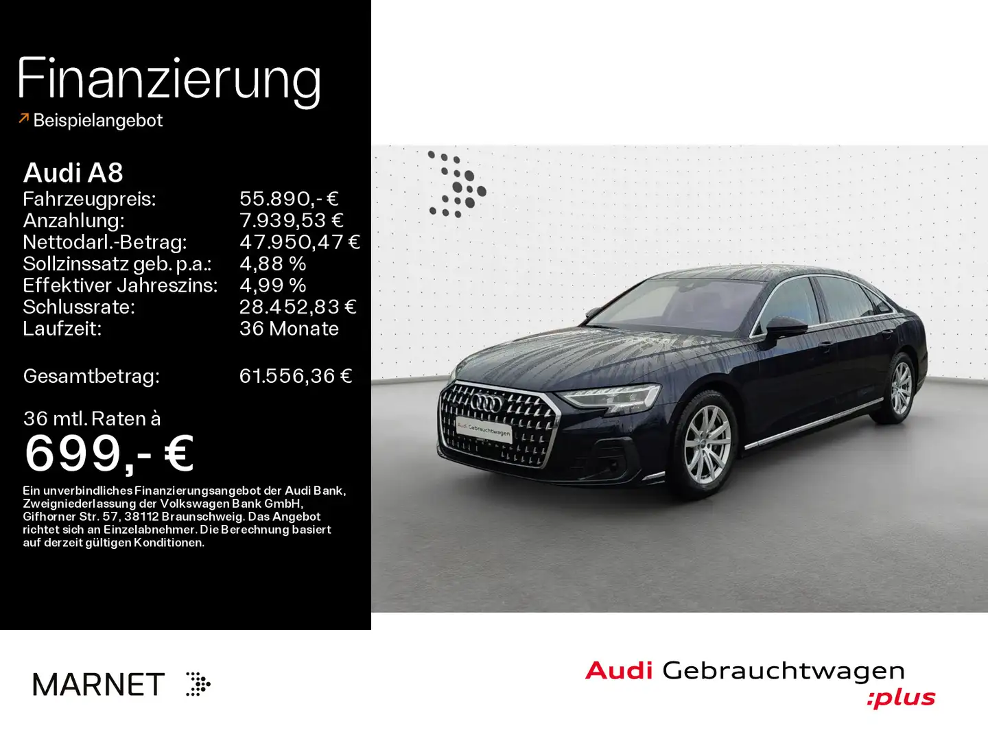 Audi A8 Lang 50 TDI quattro*Navi*Matrix*Alu*HUD*DVD*P Bleu - 1