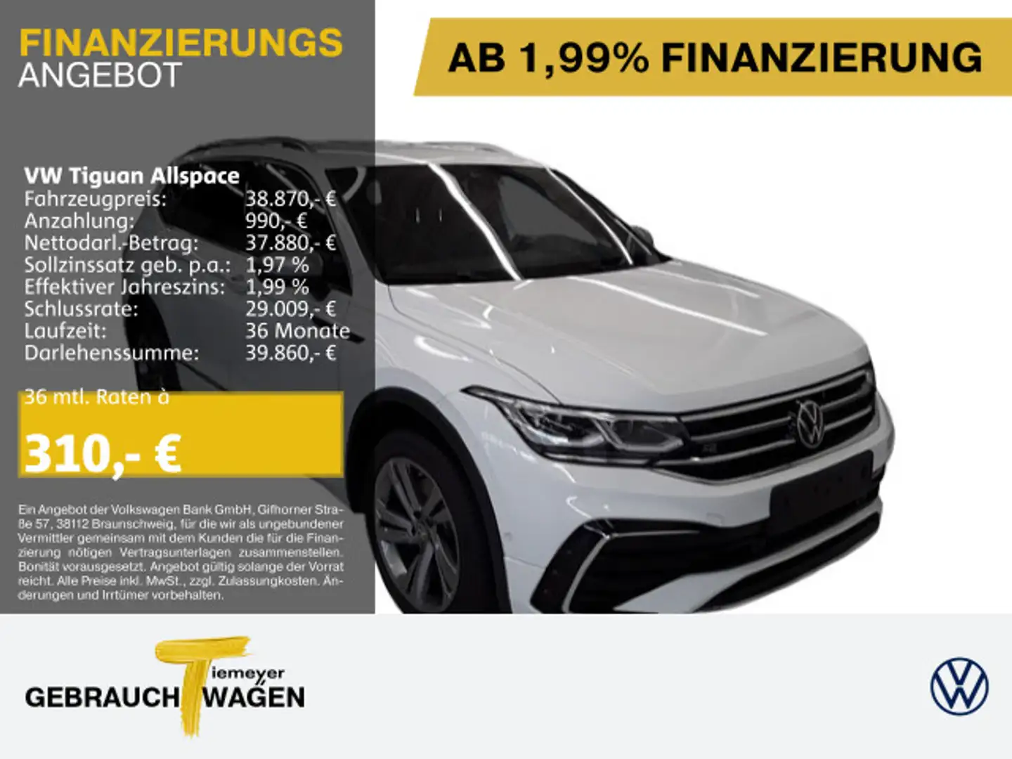 Volkswagen Tiguan Allspace 2.0 TDI DSG 4M 200PS R-LINE AHK Weiß - 1