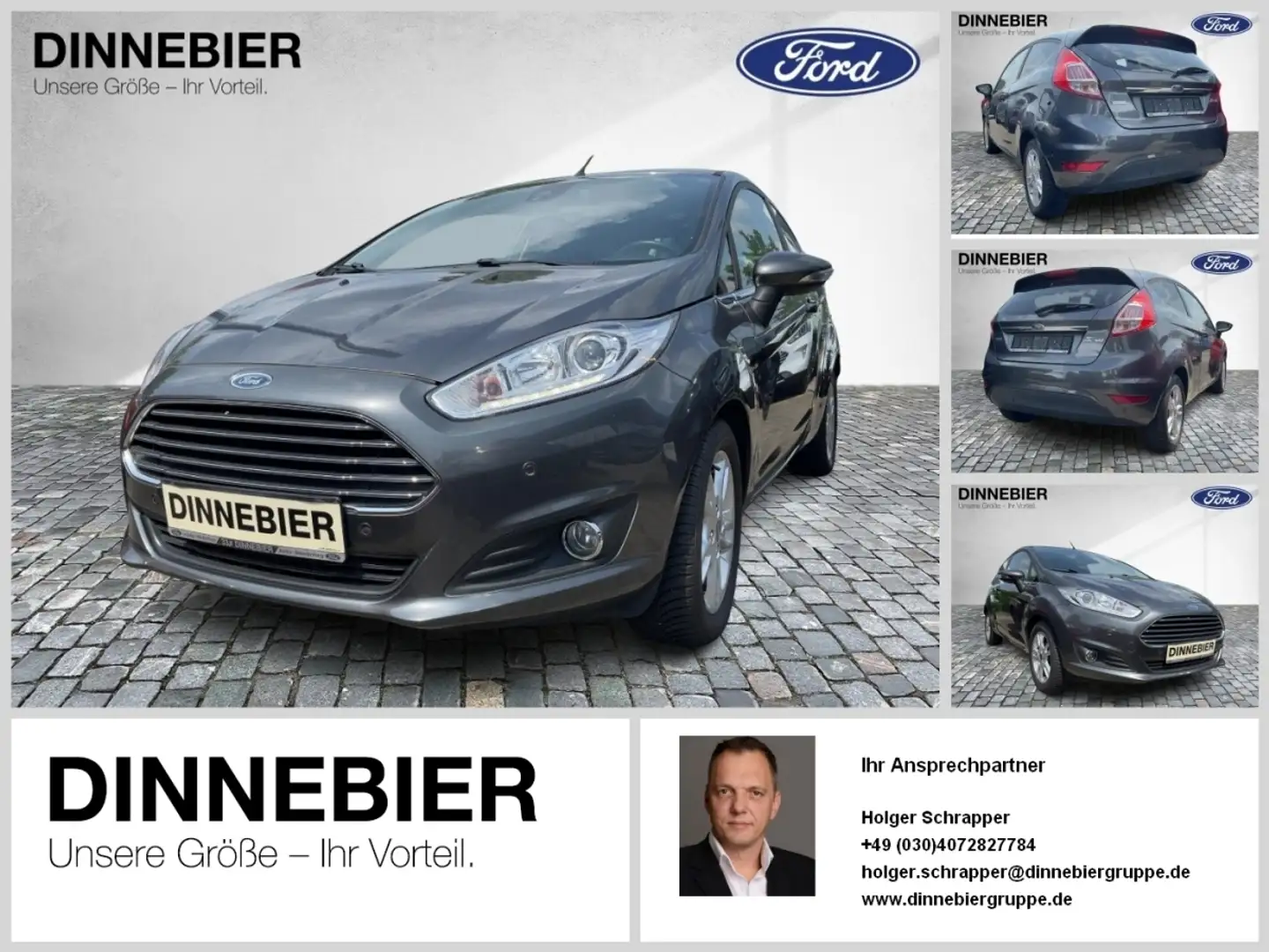 Ford Fiesta Titanium+3Trg.+PDC vo.hi.+KlimaA+DynLi Gris - 1