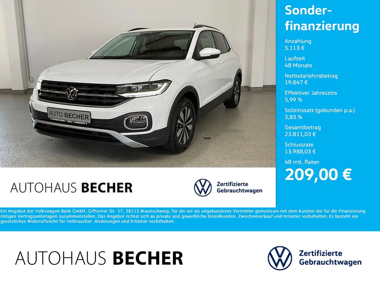 Volkswagen T-Cross Move 1.0 TSI DSG /LED/IQ.Drive/Sitzhz Weiß - 1