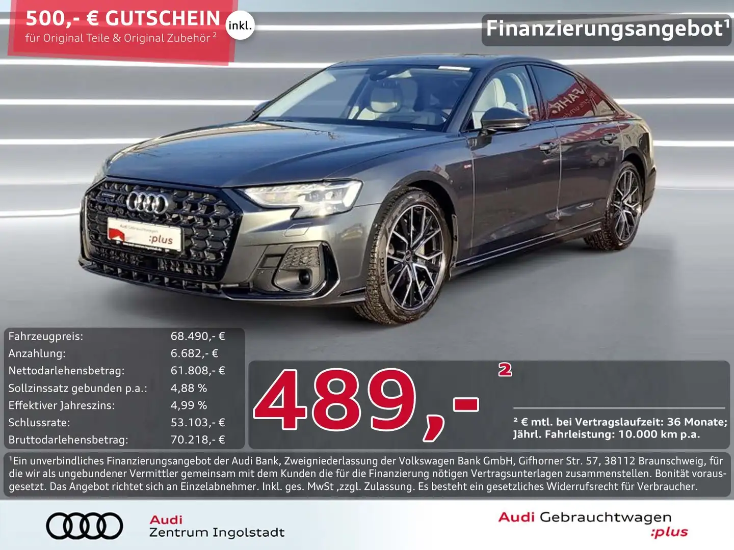 Audi A8 50 TDI qu 2x S line HD-MATRIX STHZG Raute 20" Grau - 1