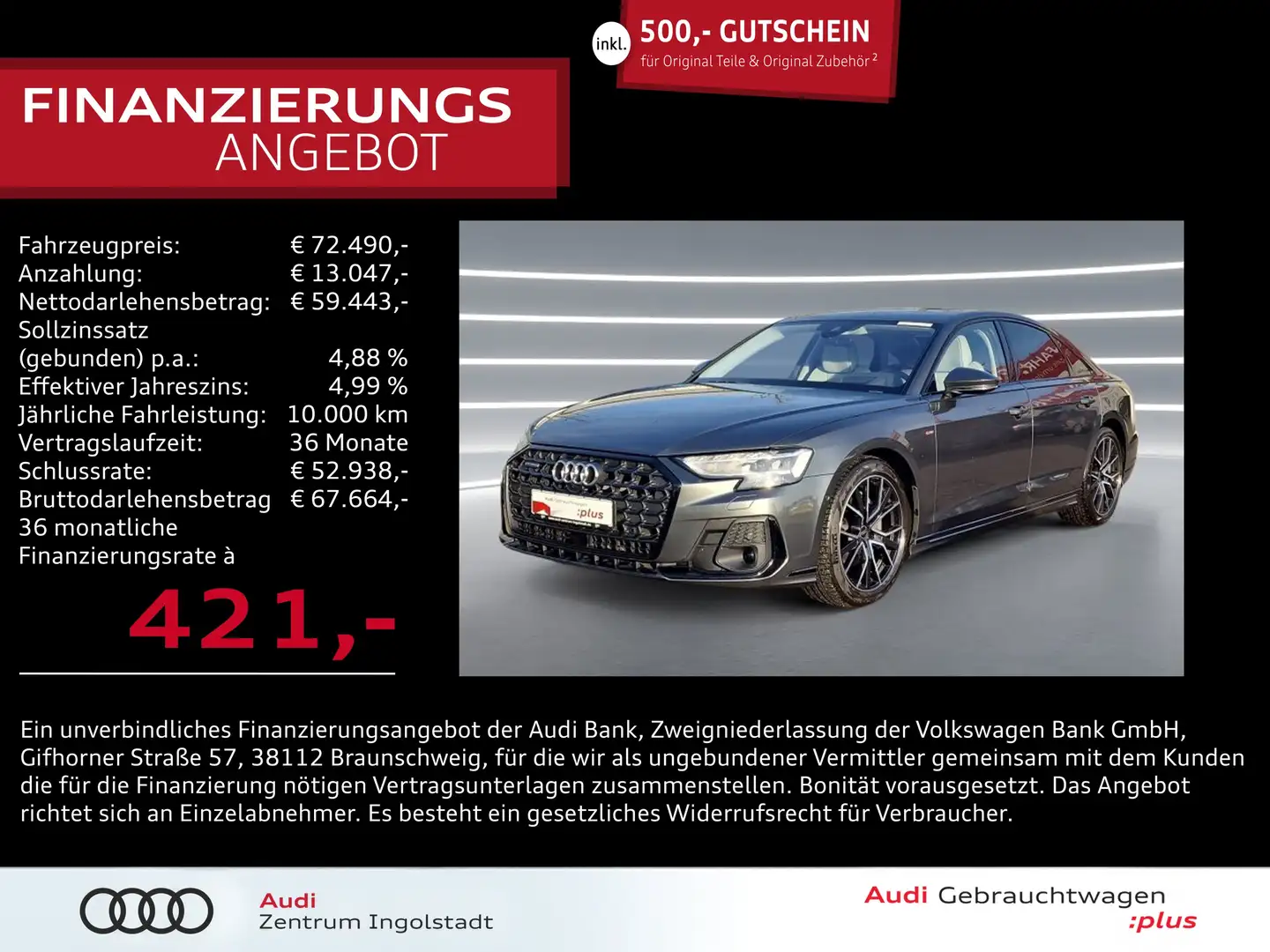 Audi A8 50 TDI qu 2x S line HD-MATRIX STHZG Raute 20" Grau - 1