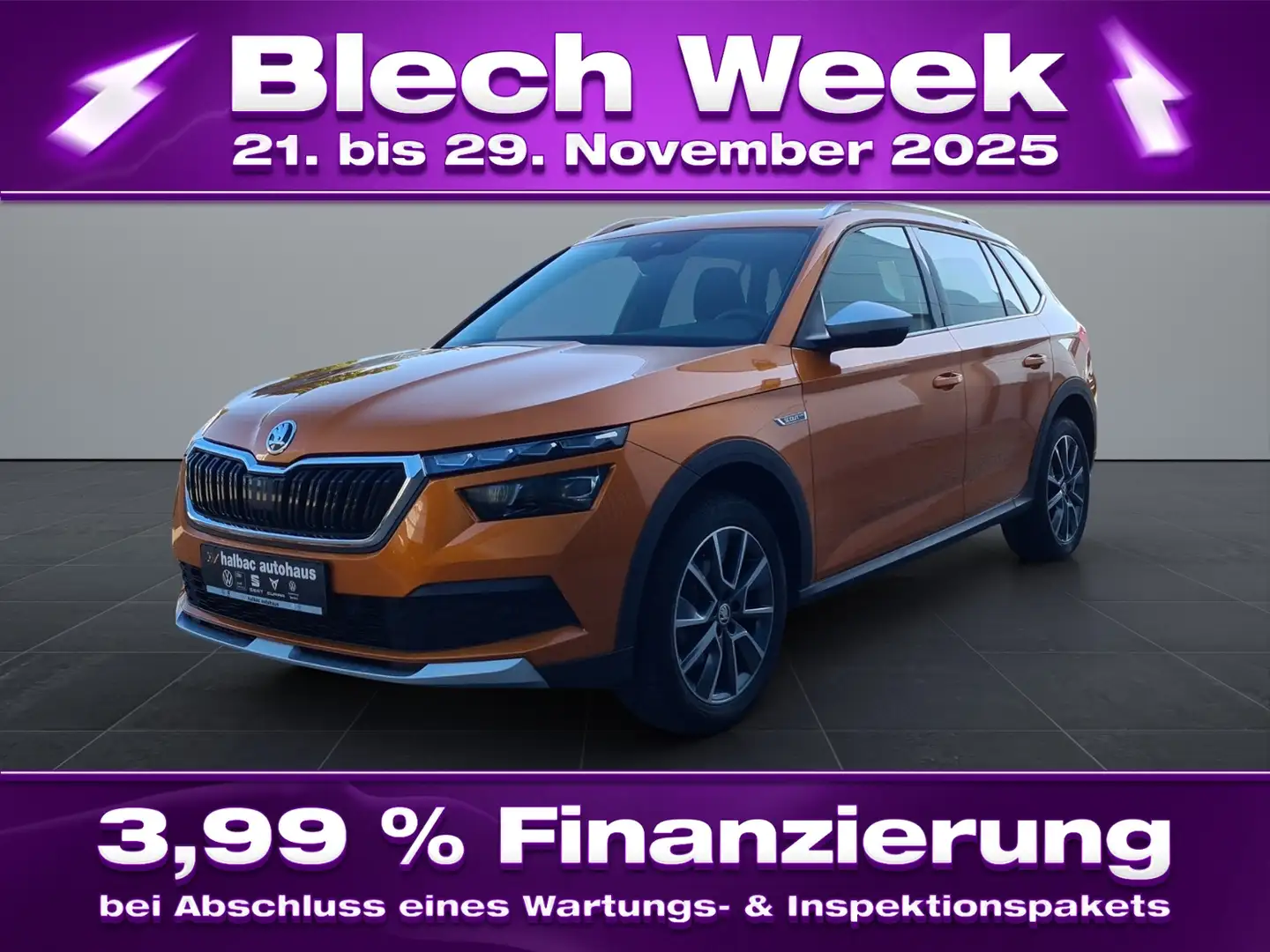 Skoda Kamiq 1.5 TSI DSG Scoutline+AHK+LED+NAVI+PDC+SHZ+ Arancione - 1