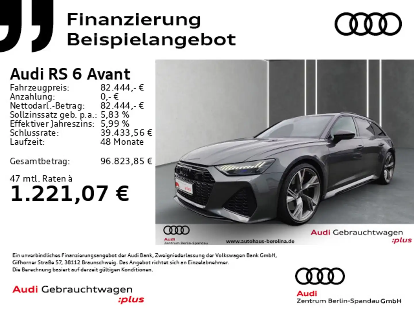 Audi RS6 RS6 Avant *PANO*HD-MATRIX*B&O*RS-AGA*AHK* Grau - 1