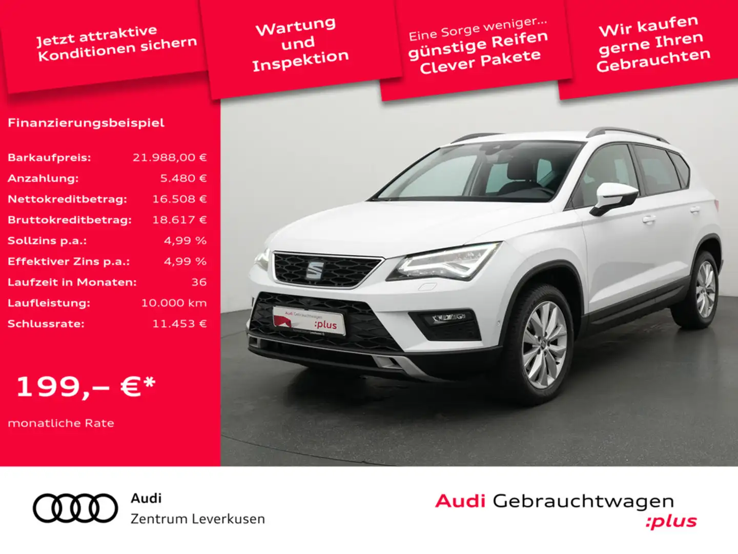SEAT Ateca Style KLIMA SHZ PDC KAM 360° AHK CARPLAY Schwarz - 1