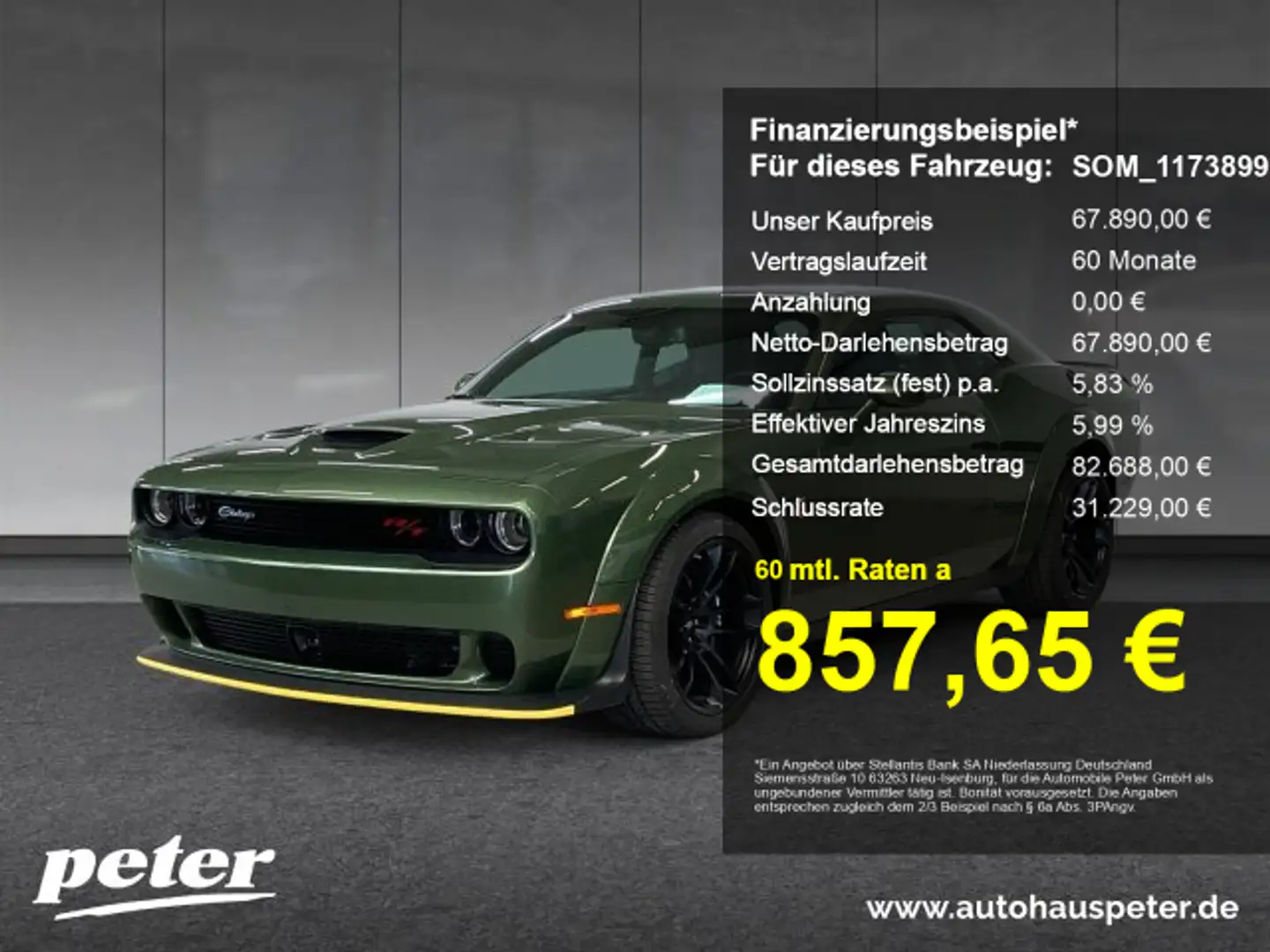 Dodge Challenger Challenger R/T Scat Pack Widebody 6.4 V8 HEMI Groen - 1