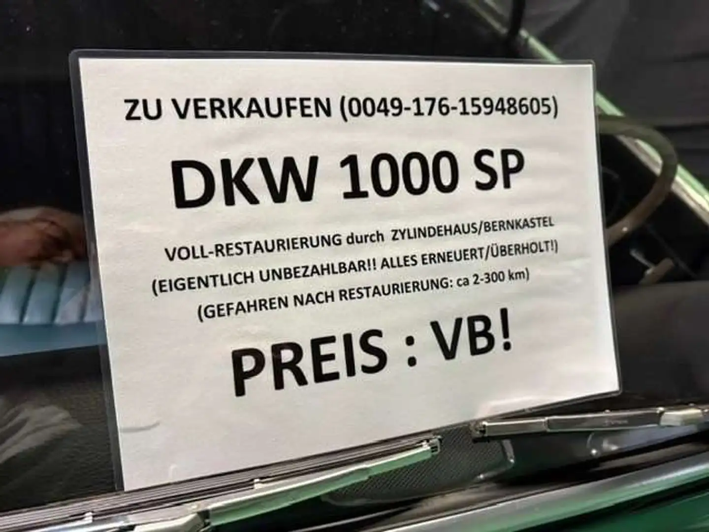 Oldtimer Auto Union SP 1000 KOMPLETT-RESTAURATION (100 km) Vert - 2