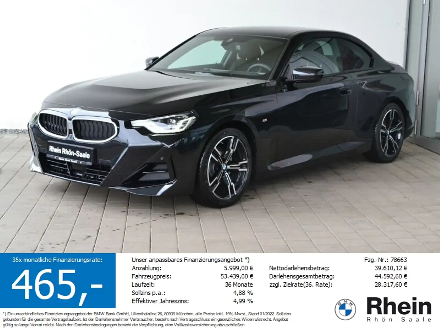 BMW 220 i Coupé M Sportpaket HIFI.KEYLESS.ADAP-LED Schwarz - 1
