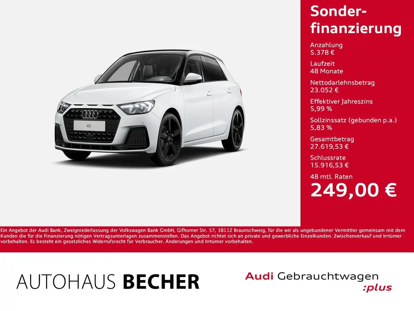 Audi A1 Sprtb. advanced 30 TFSI S tronic /Navi/Sitzhz Weiß - 1