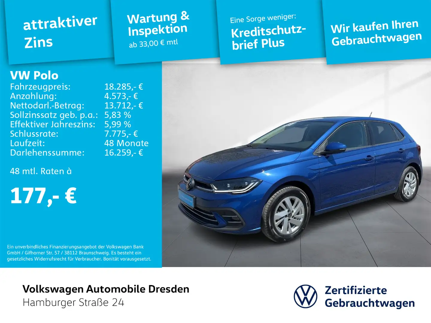 Volkswagen Polo IQ.DRIVE 1.0 TSI IQ PDC TRAVEL SITZHZG Bleu - 1