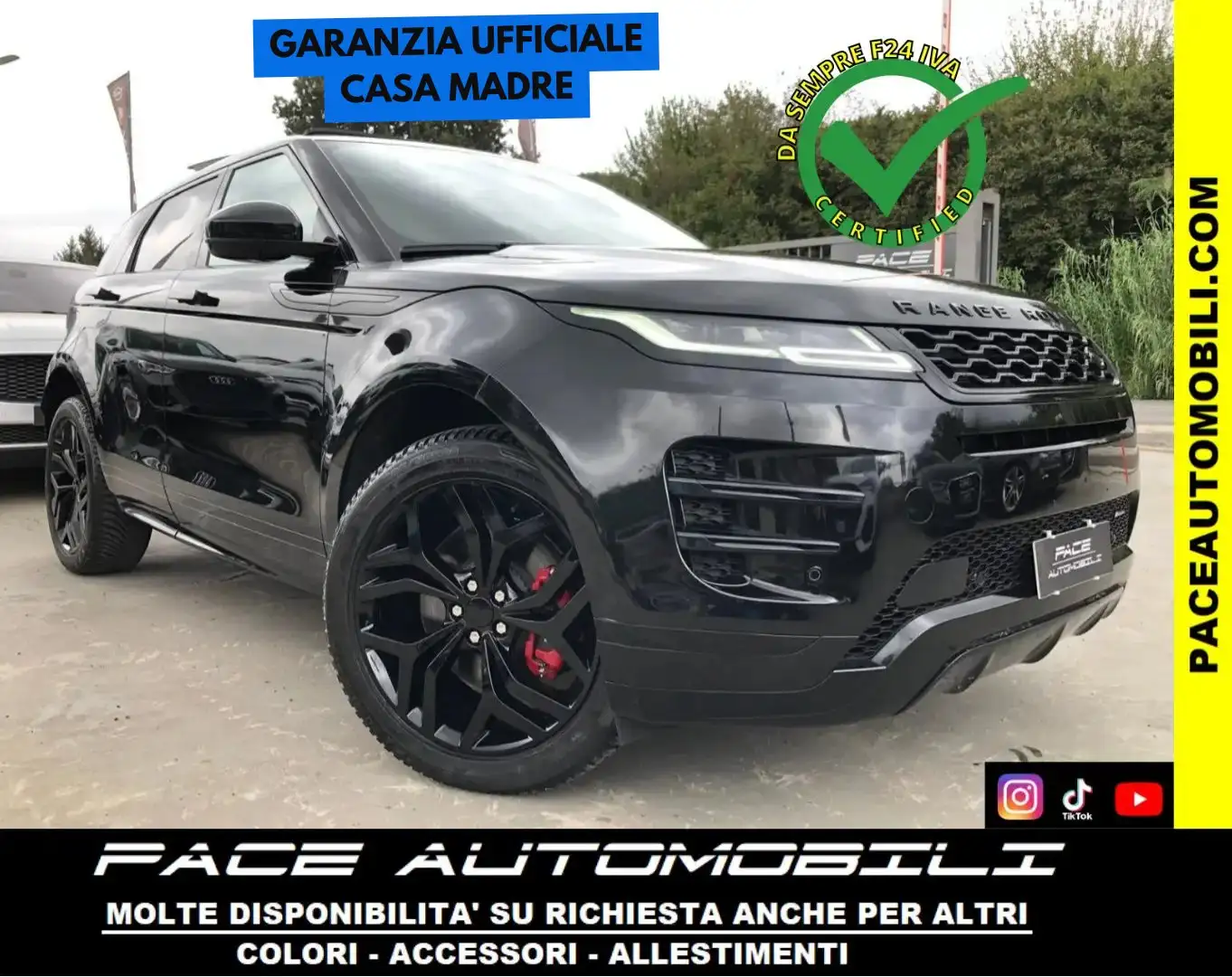 Land Rover Range Rover Evoque D200 R-DYNAMIC RDYNAMIC AWD SE TETTO 20" PDC ACC Nero - 1