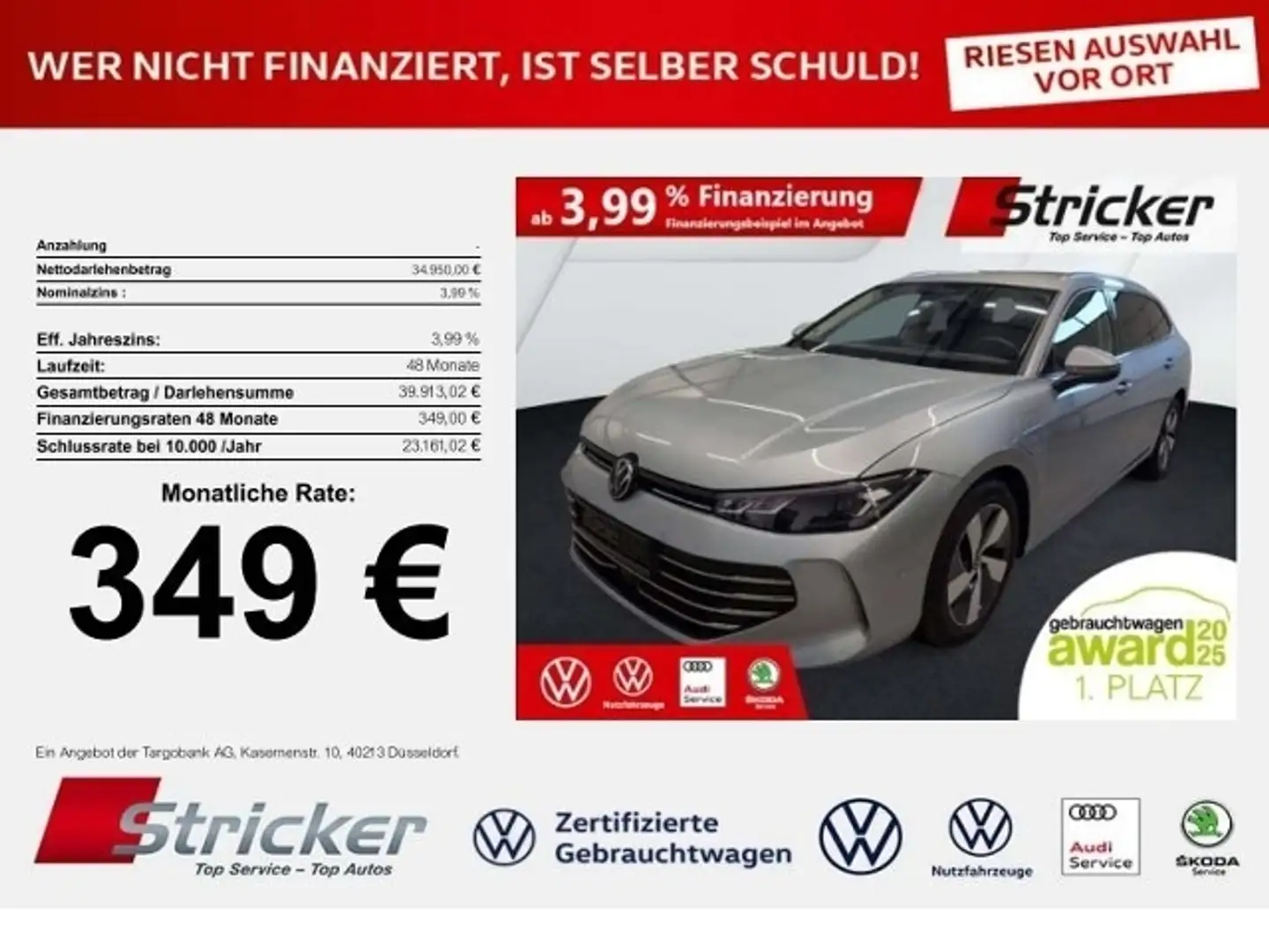 Volkswagen Passat Variant Business 1.5TSI e-hybrid 349,-ohne Anzahlung Navi Silber - 1