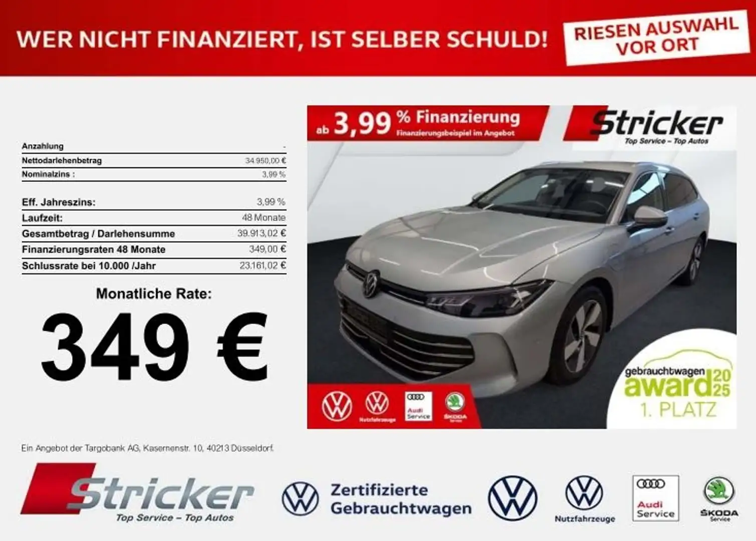 Volkswagen Passat Variant Business 1.5TSI e-hybrid 349,-ohne Anzahlung Navi Silber - 2