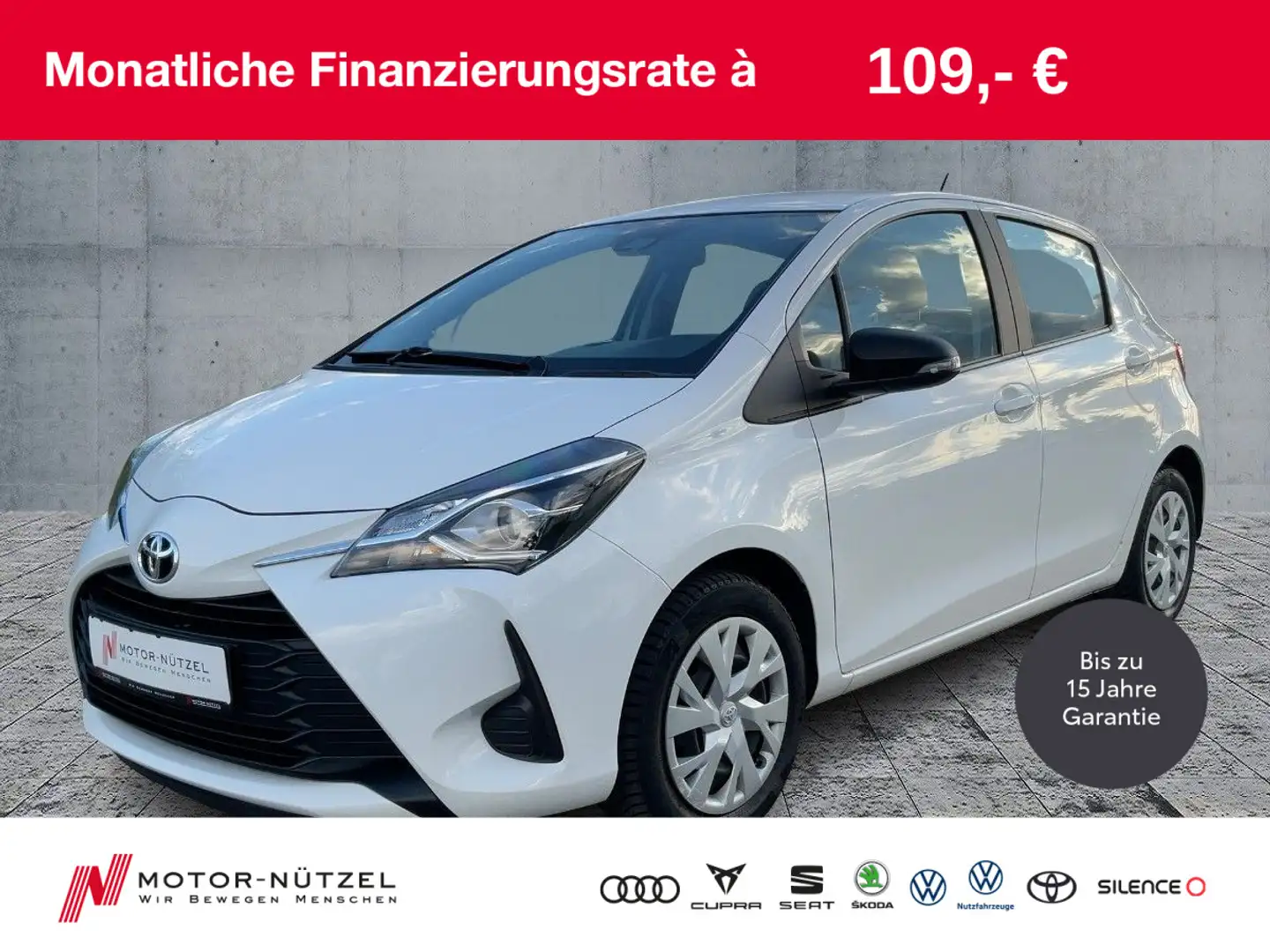 Toyota Yaris 1.0 VVT-i COMFORT RFK+PDC+KLIMA+MFL+BT Wit - 1