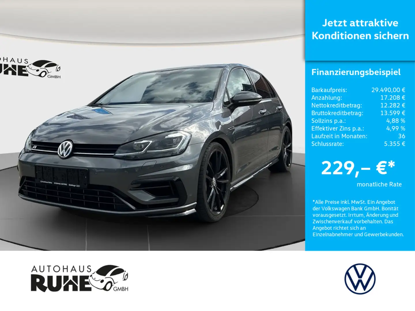 Volkswagen Golf VII R 2.0 TSI 4Motion PANO KAMERA ACC Gris - 1