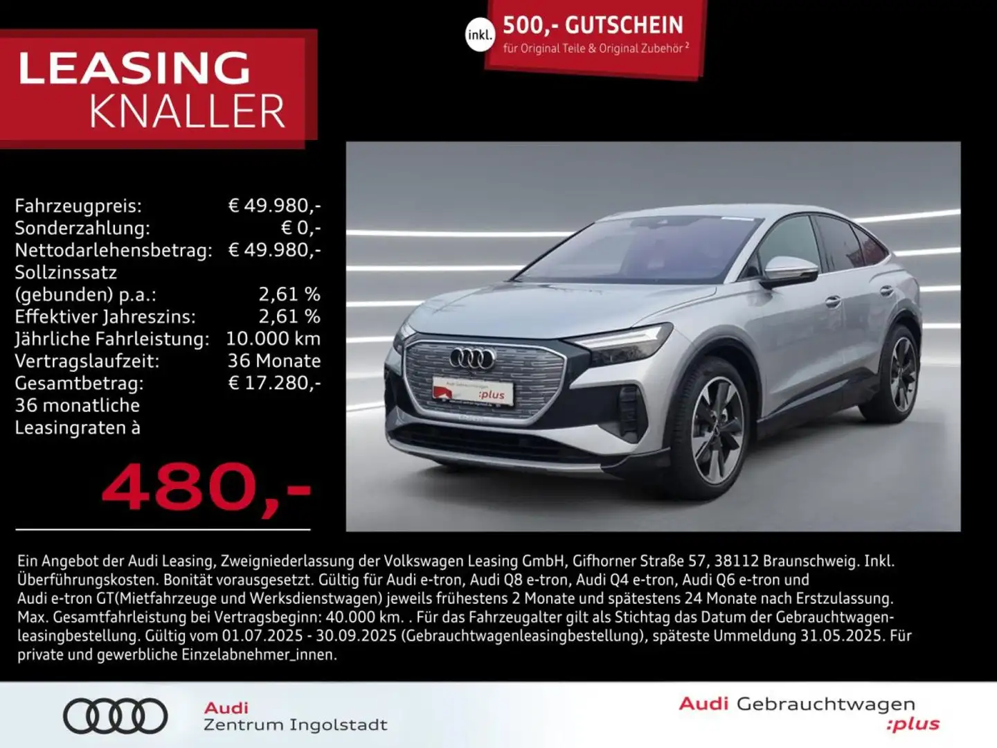 Audi Q4 e-tron Q4 Sportback e-tron 50 qu S line NAVI AHK ACC 20 Silber - 1