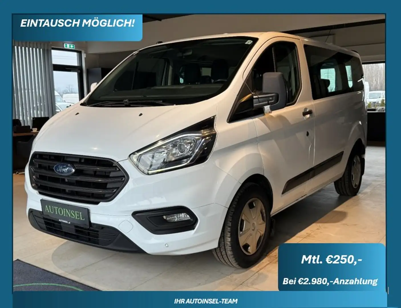 Ford Transit Custom 9 Sitze Tempomat+PDC+SR u.WR+1.Besitz Blanc - 1