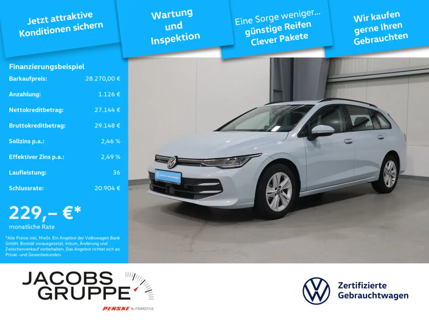 Volkswagen Golf VIII Variant 1.5 eTSI DSG Navi*CAM*SHZ*HuD Life Blau - 1
