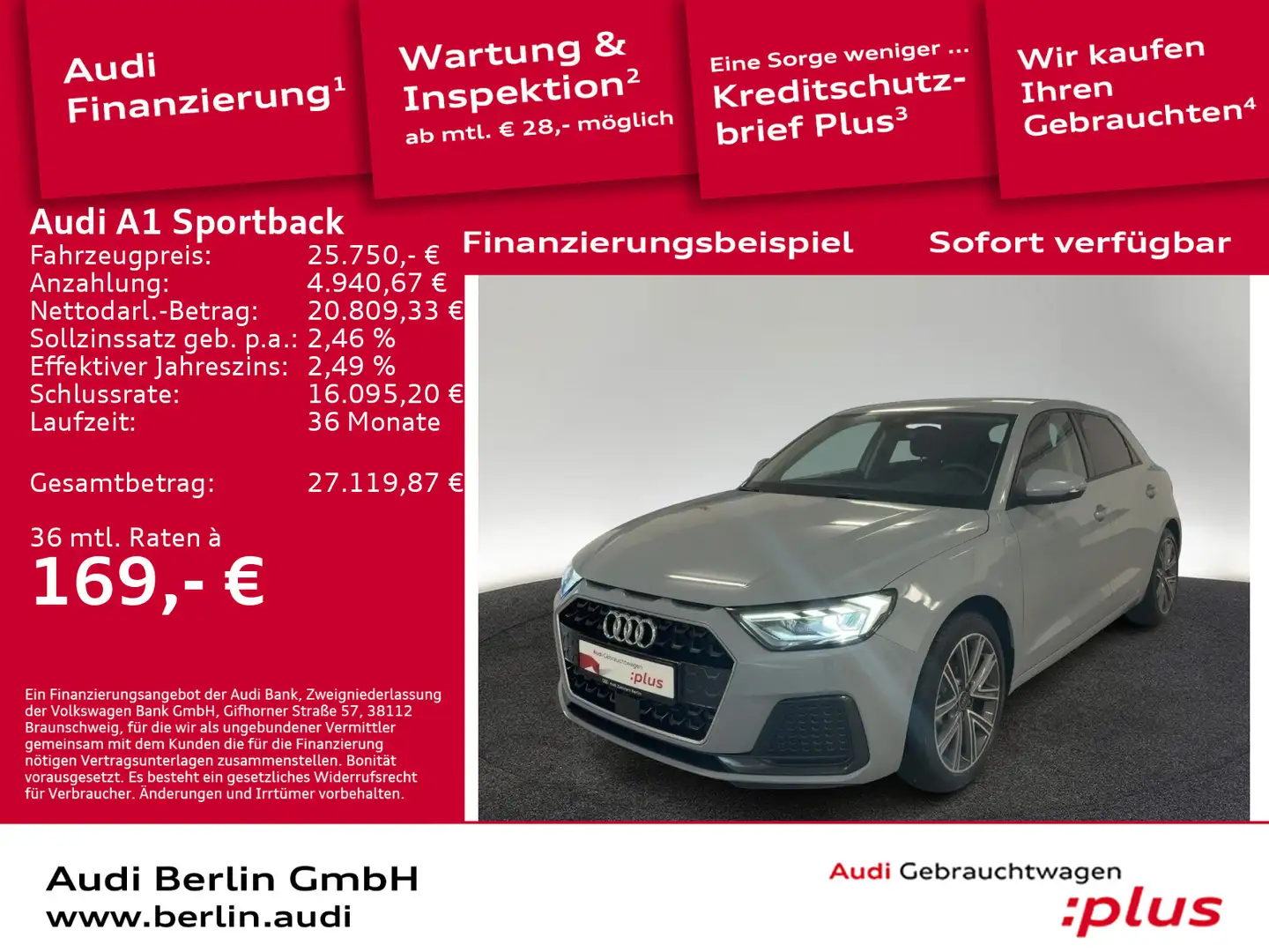 Audi A1 Advanced 25 TFSI S tr. LED PDC VIRT Grau - 1
