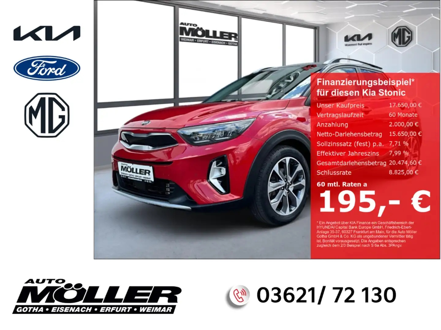 Kia Stonic 1.0T DCT SPIRIT TECH NAVI LED SHZ LenkradHZG Red - 1