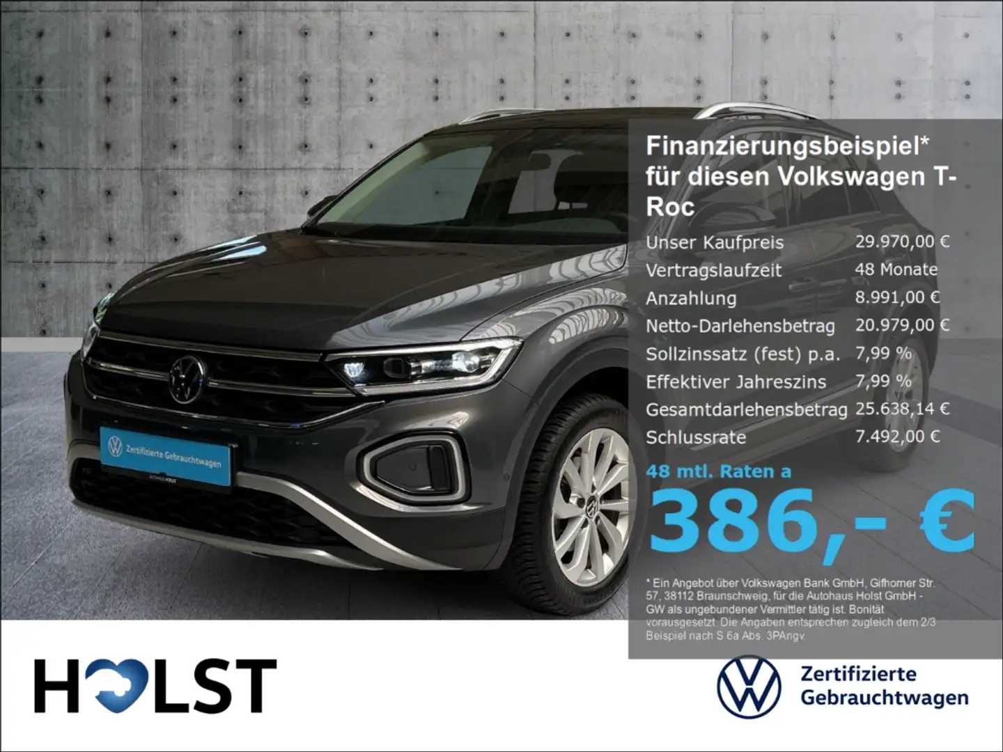 Volkswagen T-Roc 1.5TSI DSG Style AHK NAV GJR SHZ Business-Paket Grau - 1