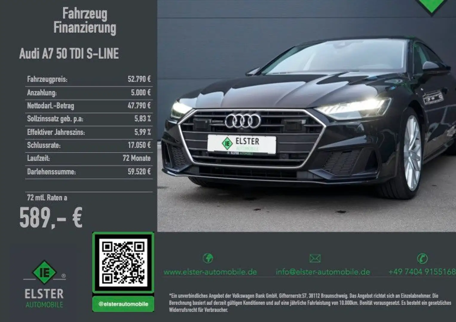 Audi A7 Sportback 50 S Line TDI qu,Matrix,STH,Bang&Ol Noir - 1