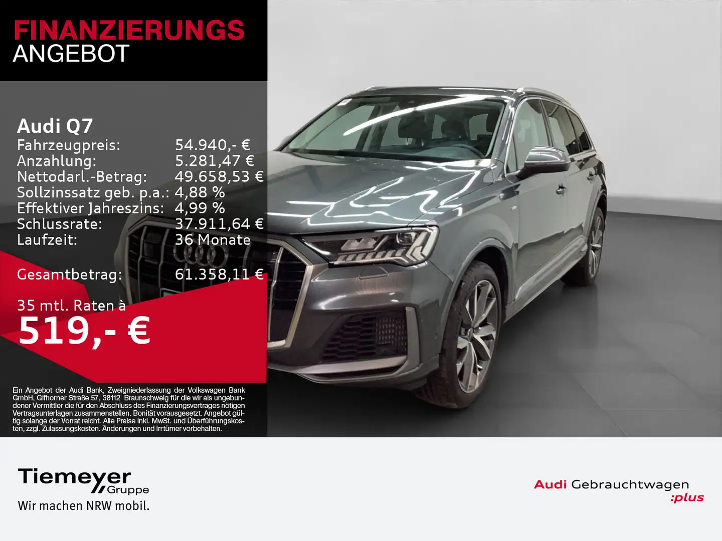 Audi Q7 55 TFSI Q S LINE 7SITZE LM21 STHZG MATRIX Grau - 1