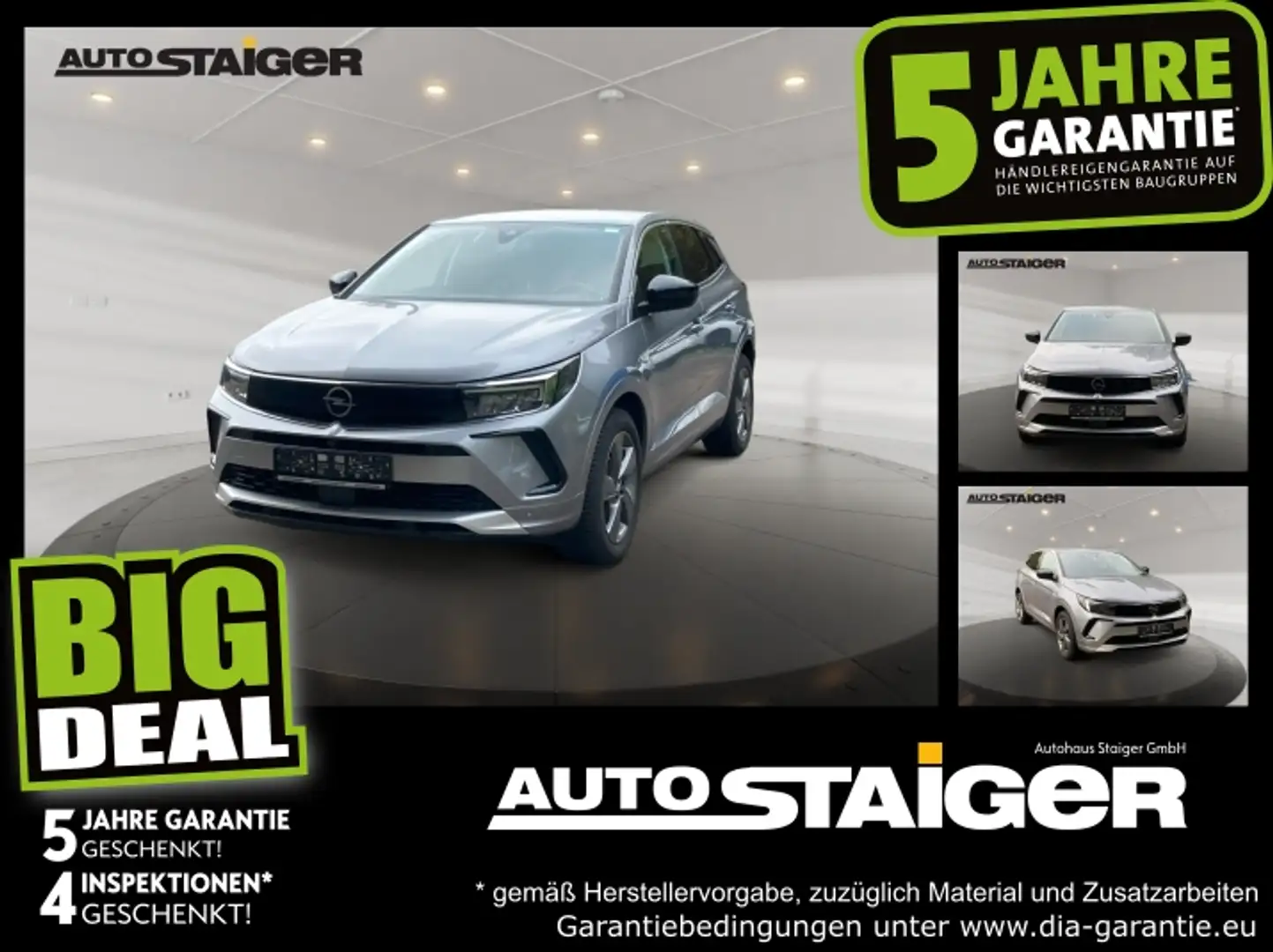 Opel Grandland 1.2 Turbo Elegance LED+2xKlima+360+LM Grau - 1