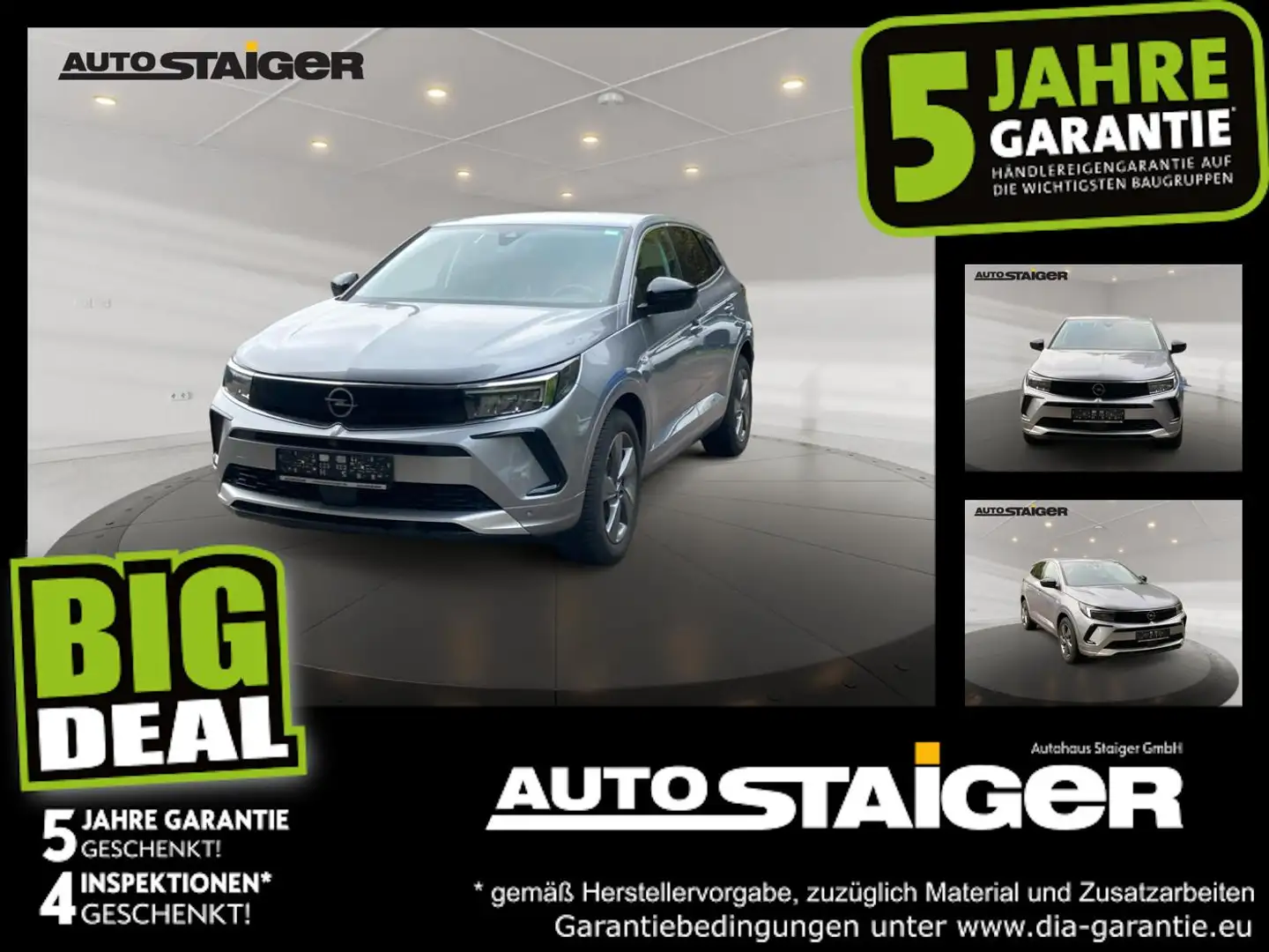 Opel Grandland 1.2 Turbo Elegance LED+2xKlima+360+LM Grau - 1