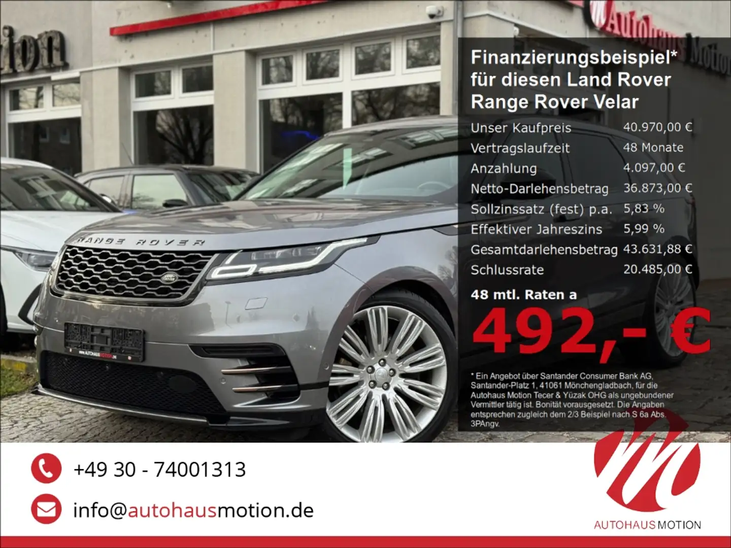 Land Rover Range Rover Velar D300 R-Dynamic Pano 360 Kamera ACC LED Grijs - 1