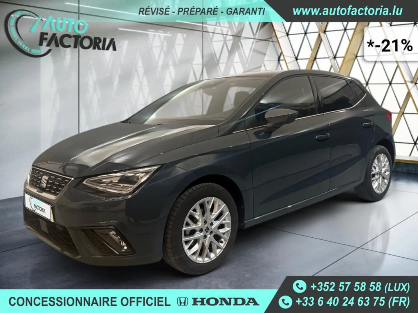 SEAT Ibiza -21% 1.0 TSI 115cv +MIRRORLINK+CAM+LED+Options Bleu - 1