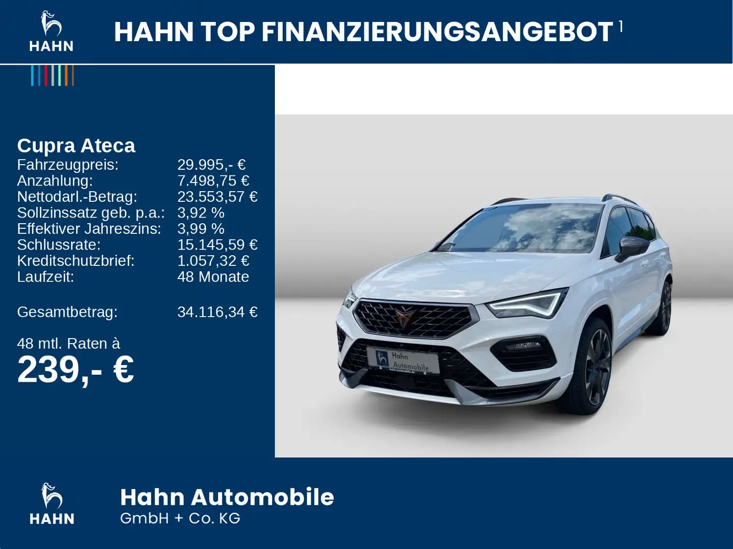 CUPRA Ateca 2.0 TSI VZ 4Drive DSG LED Navi GRA CAM Weiß - 2
