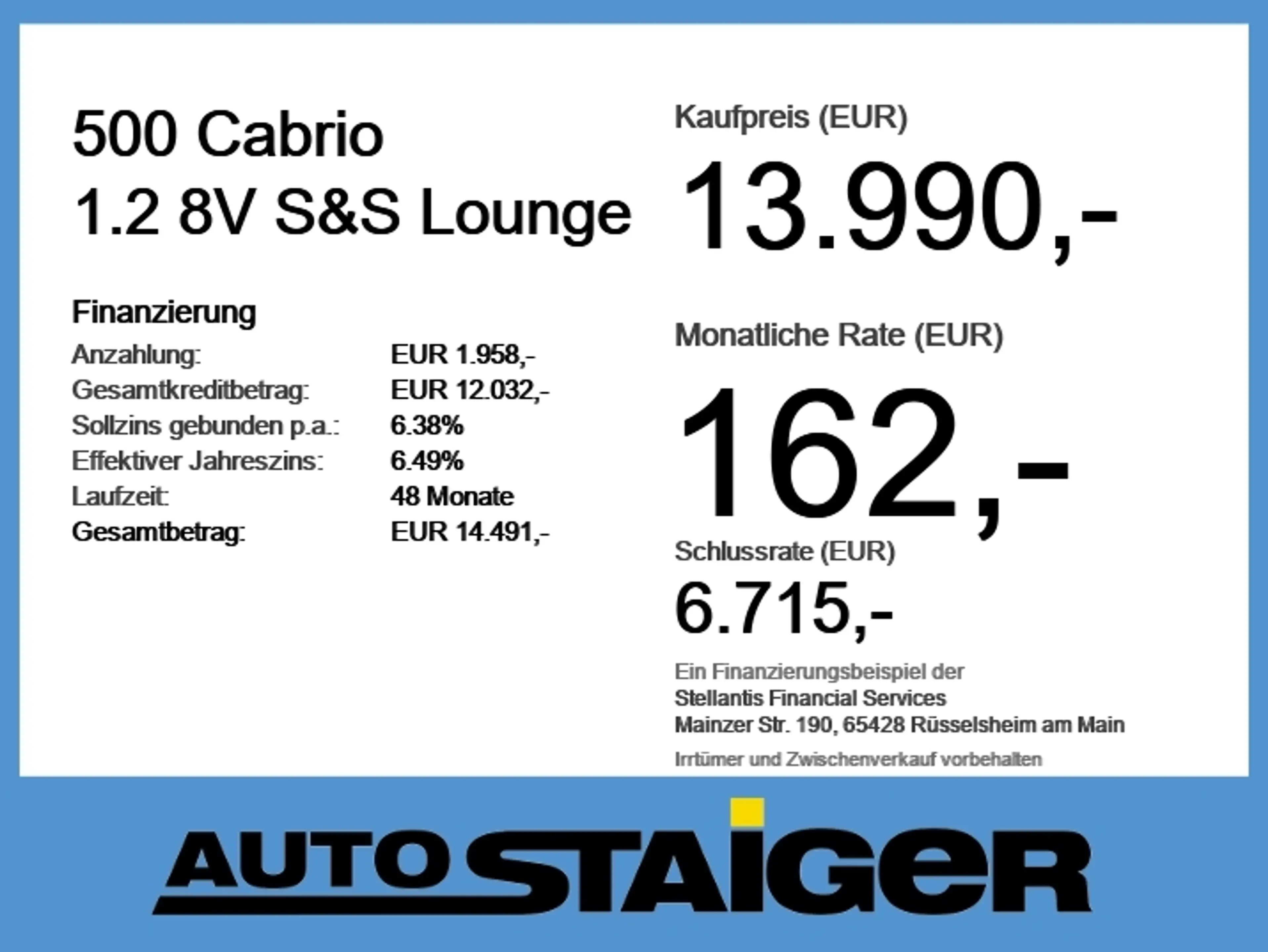 Fiat 500C 500 Cabrio 1.2 8V S&S Lounge Pano+SD+LM+PDC+AUT — photo 6