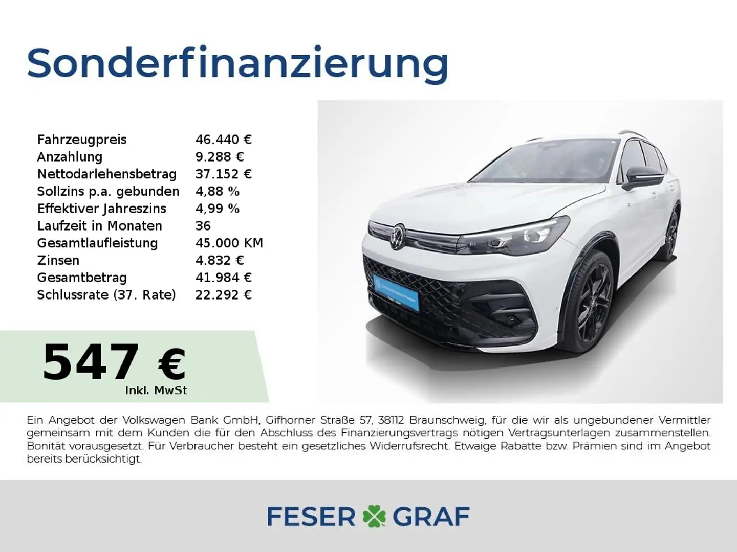 Volkswagen Tiguan 2.0 TDI 4M R-Line Black 360° AHK Sitzh. Weiß - 1