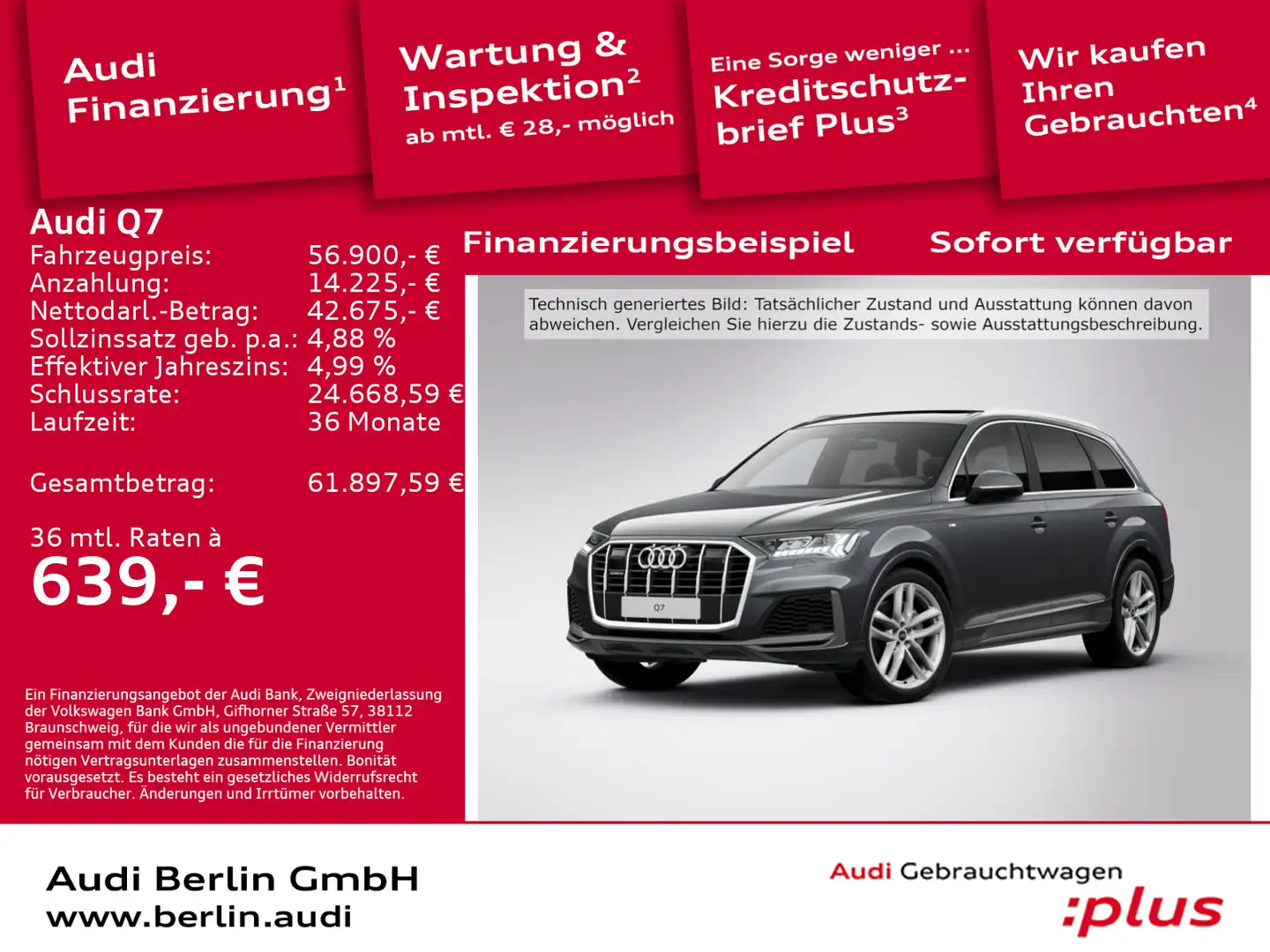 Audi Q7 S line 55 TFSI qu. tiptr. AHK PDC RFK NAVI Grau - 1