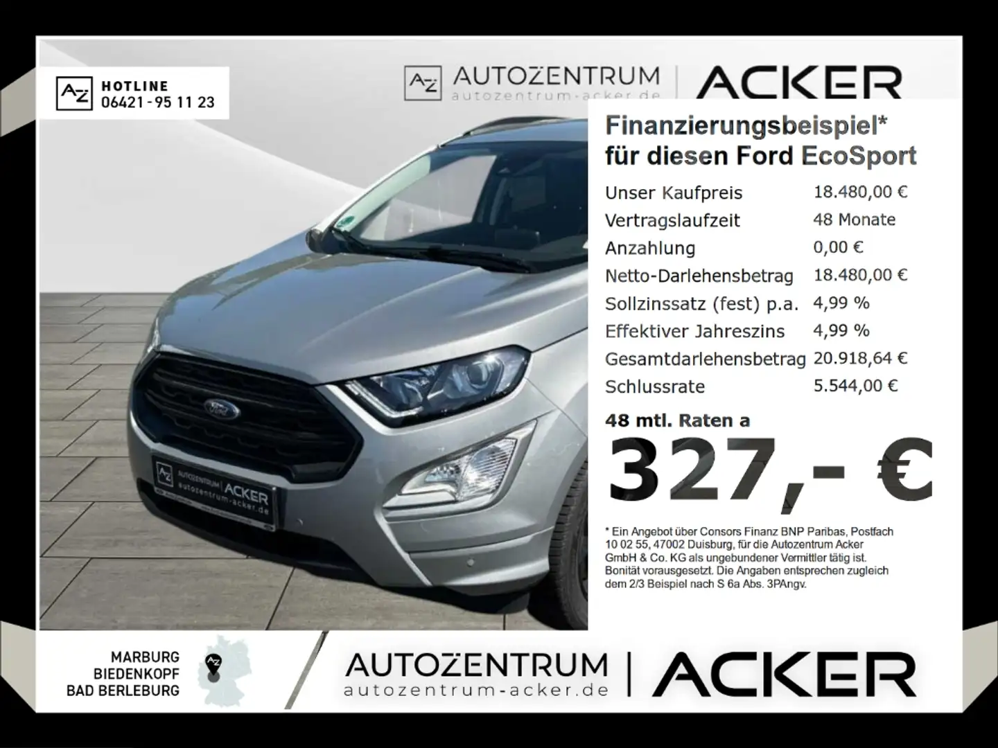 Ford EcoSport 1.0 EcoBoost ST-Line AHK RFK WinterPak Silber - 1