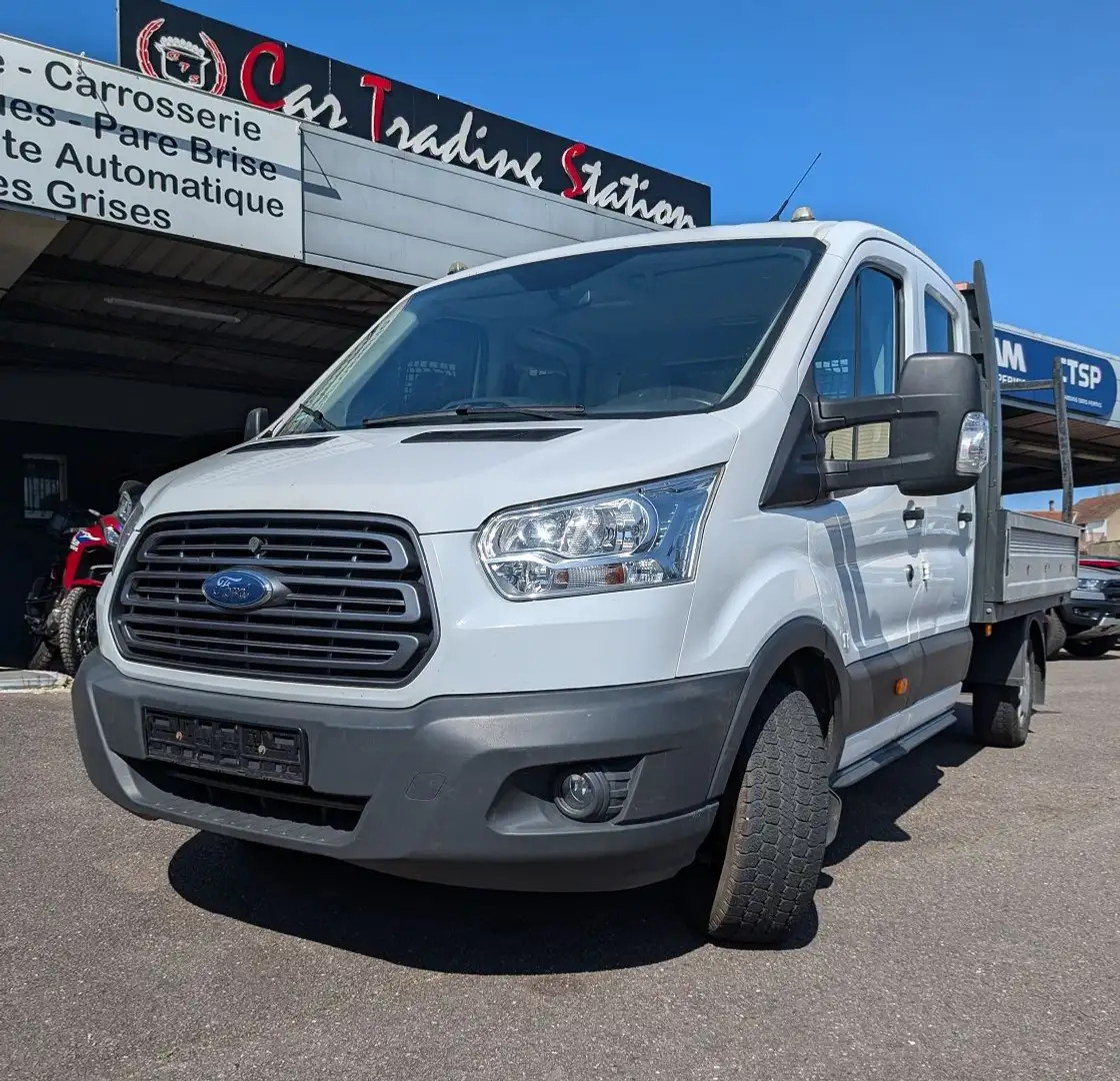 Ford Transit 350 2.0 130CH PLATEAU / BENNE / DOUBLE CABINE 6PL  Blanc - 1