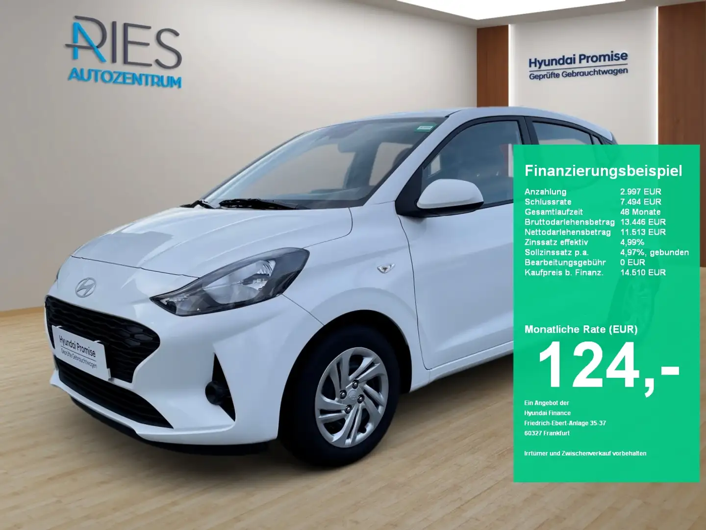 Hyundai i10 1.0 Select Navi*Kam.*PDC*DynLicht*FLA*SpurH Weiß - 1