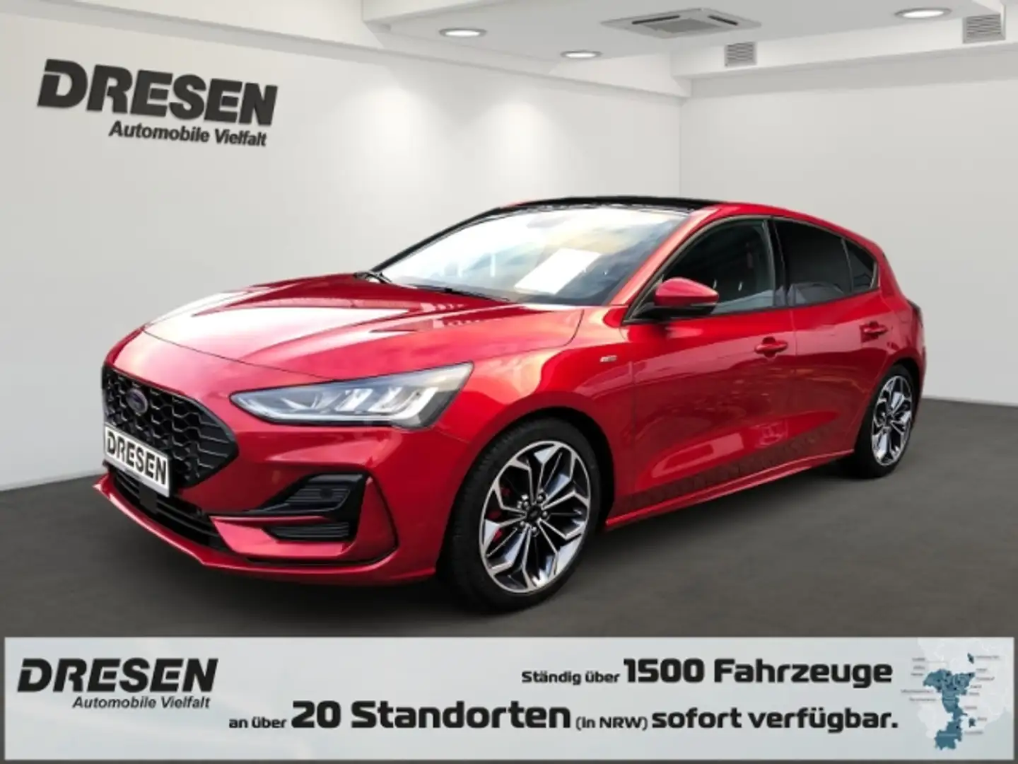 Ford Focus 1.0 EcoBoost ST-Line El. Panodach+AHK-abnehmbar Rood - 1