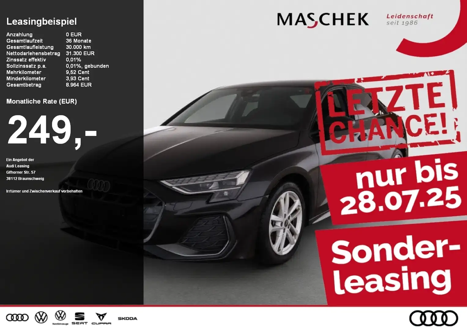 Audi A3 Limousine S line 30 TFSI S tronic Naviplus VCplus Schwarz - 1