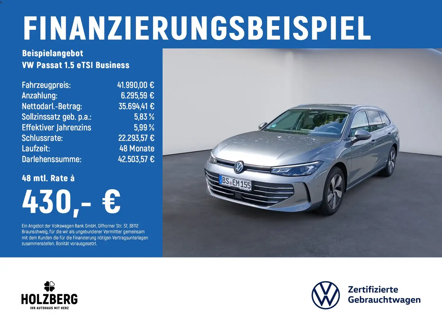 Volkswagen Passat 1.5 eTSI Business NAVI+RFK+ACC Grau - 2