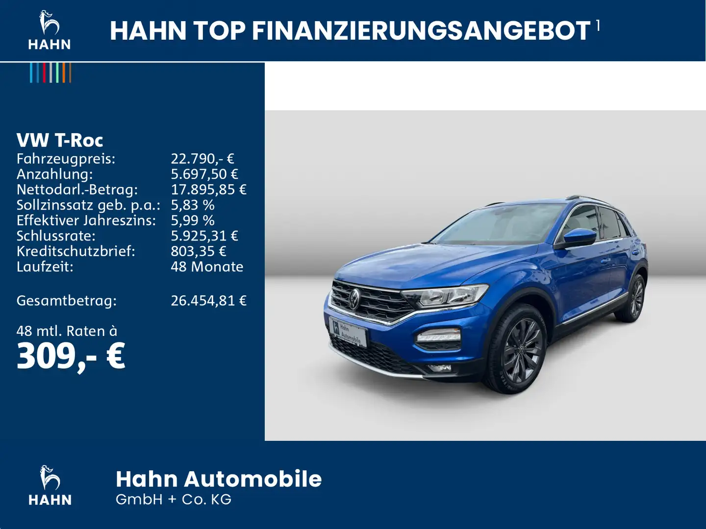 Volkswagen T-Roc 1.5TSI Sport Pano AppConn Einparkh Climatr Bleu - 2
